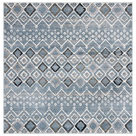 Safavieh 3 x 3 ft. Amsterdam Power Loomed Square Area Rug Blue & Ivory AMS108L-3SQ